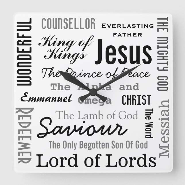 The Names of Jesus Canvas Print Square Wall Clock (Front)