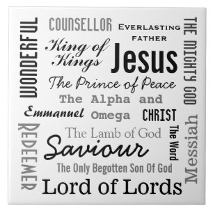 The Names of Jesus Script Text Ceramic Tile