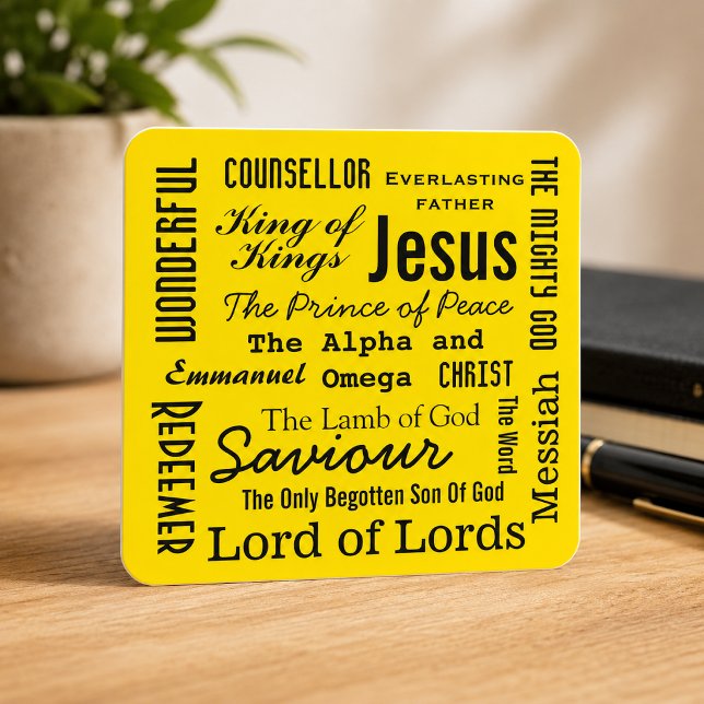 The Names of Jesus Yellow Square Sticker (Creator Uploaded)