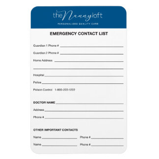 The Nanny Loft Emergency Contact Magnet