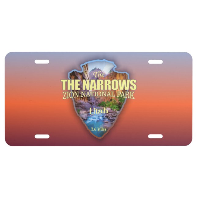 The Narrows (arrowhead) License Plate (Front)