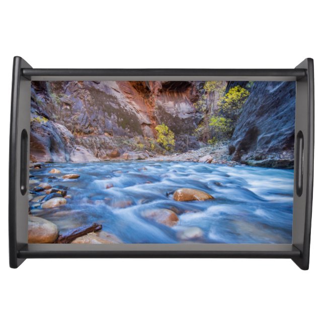 The Narrows Of The Virgin River In Autumn 3 Serving Tray (Front)