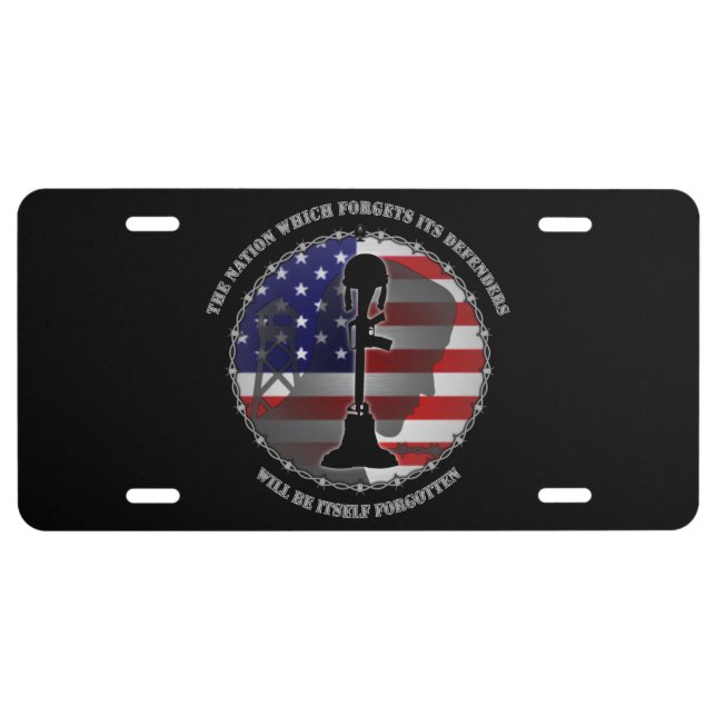 The Nation Which Forgets Its Defenders License Plate (Front)