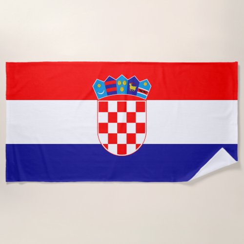 The National flag of Croatia Zastava Hrvatske Beach Towel