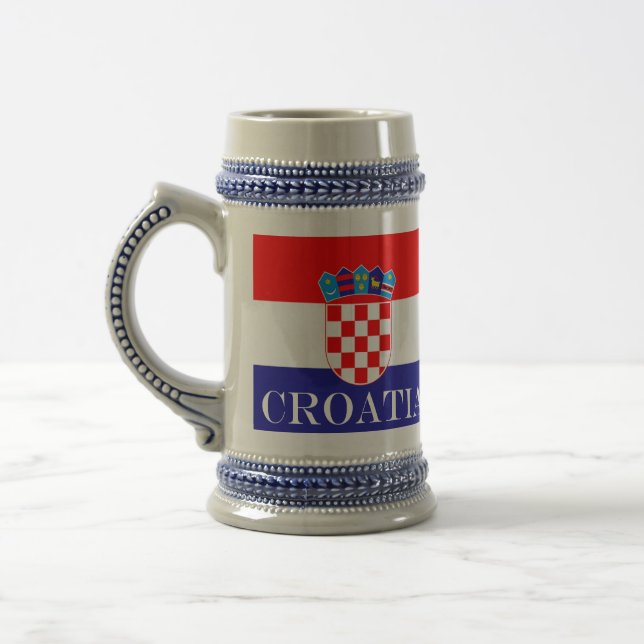 The National flag of Croatia Zastava Hrvatske Beer Stein (Left)