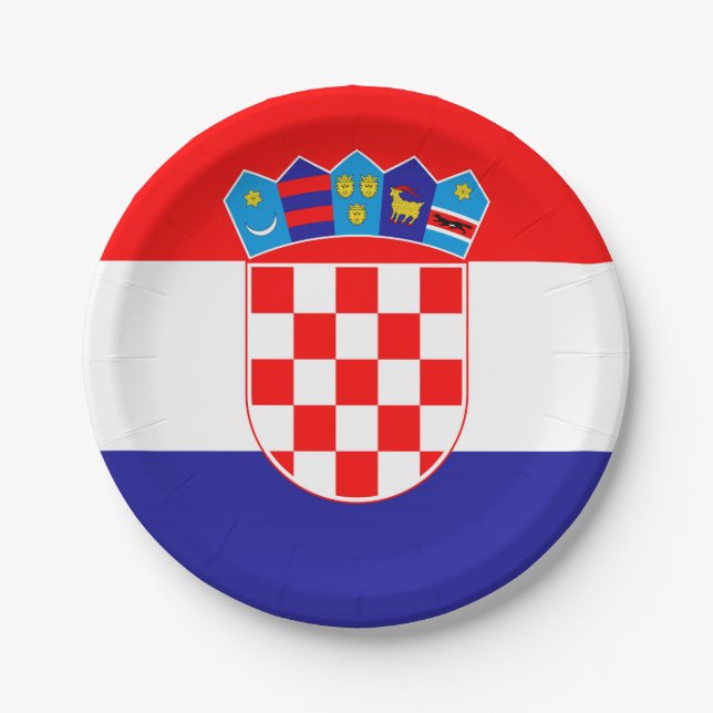 The National flag of Croatia Zastava Hrvatske Paper Plates (Front)
