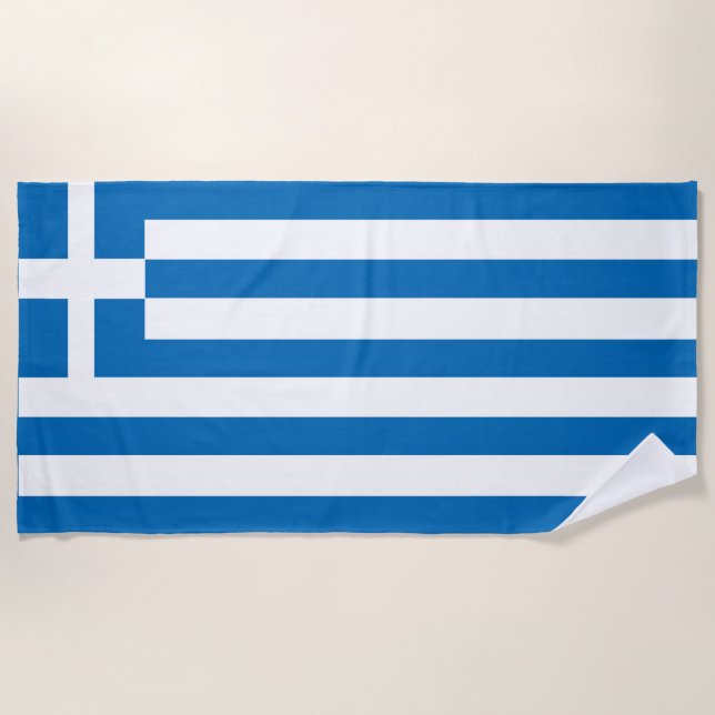 The National flag of Greece Beach Towel (Front)