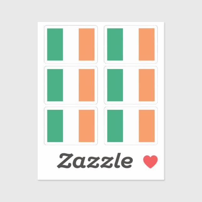 The national flag of Ireland Collection pack of 6 Sticker (Sheet)