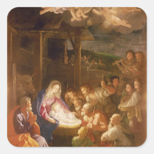 The Nativity at Night, 1640 Square Sticker