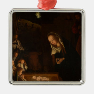 The Nativity at Night (Birth of Jesus, Christmas) Metal Ornament