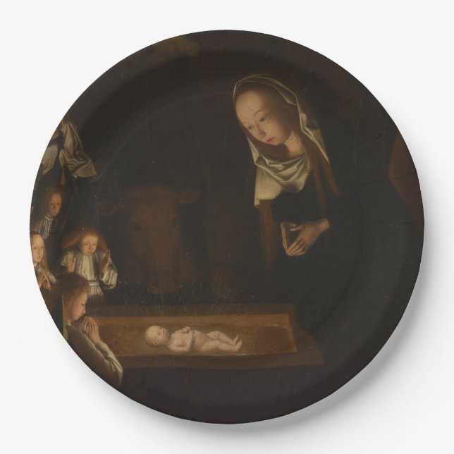 The Nativity at Night (Birth of Jesus, Christmas) Paper Plates (Front)