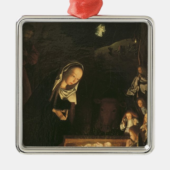 The Nativity at Night Metal Ornament (Front)