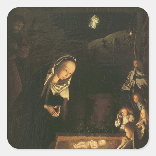The Nativity at Night Square Sticker (Front)
