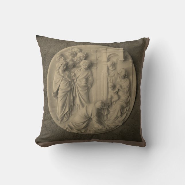 THE NATIVITY BAS RELIEF THROW PILLOW (Front)