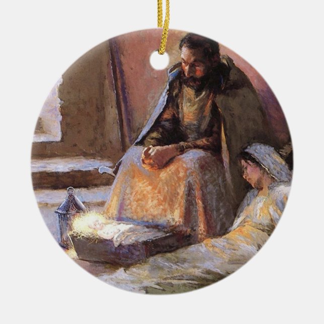 The Nativity By Gari Melchers Ceramic Ornament (Front)