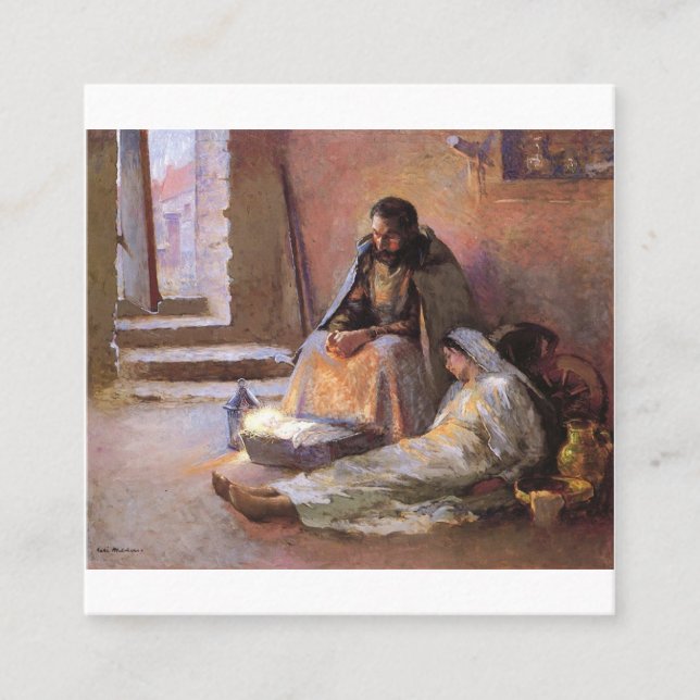 The Nativity By Gari Melchers Square Business Card (Front)