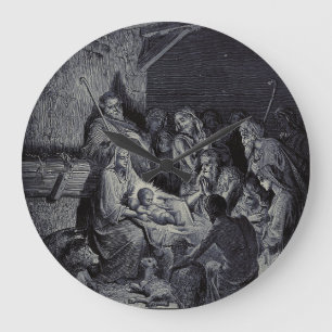 The Nativity by Gustave Doré Premium Victorian Ink Large Clock