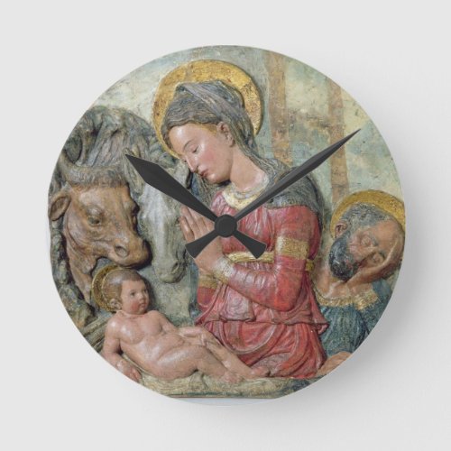 The Nativity c1460 painted terracotta Round Clock