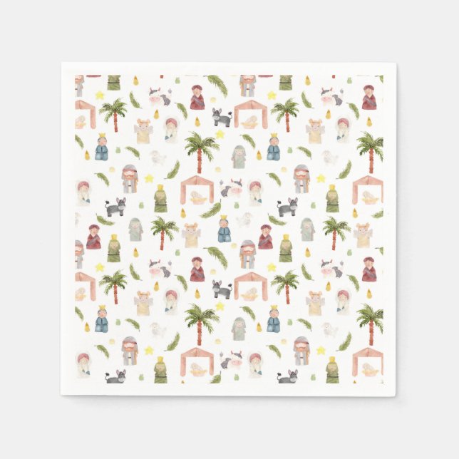 The Nativity Christmas holiday Napkins (Front)