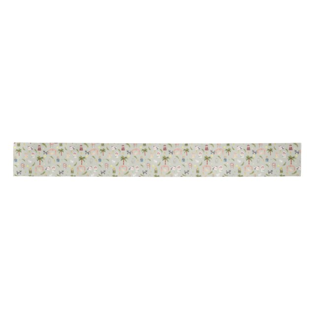The Nativity Christmas holiday Sage Satin Ribbon (Front)