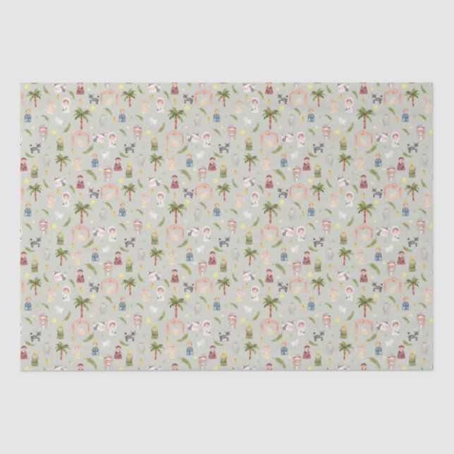 The Nativity Christmas holiday Sage Tissue Paper (Front)