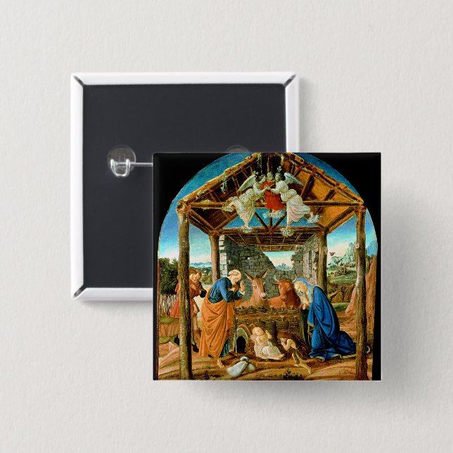 The Nativity, famous painting by Sandro Botticelli Button (Front & Back)