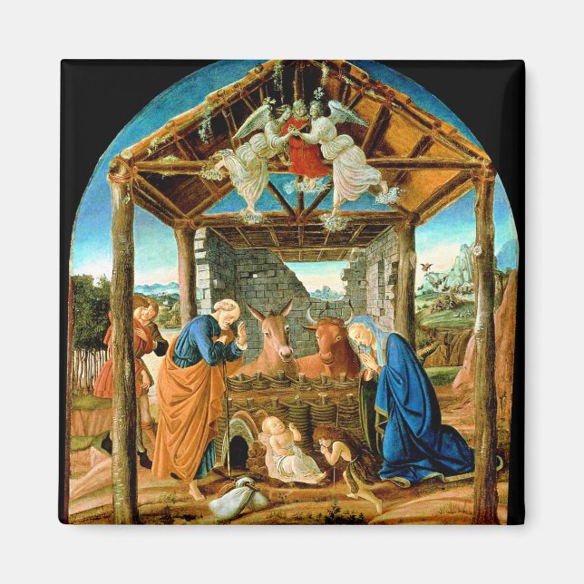 The Nativity, famous painting by Sandro Botticelli Magnet (Front)