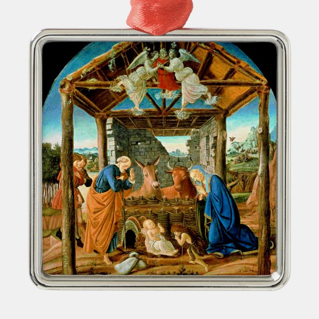 The Nativity, famous painting by Sandro Botticelli Metal Ornament (Front)
