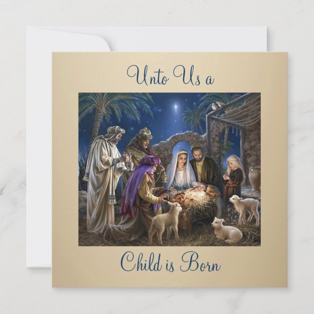 The Nativity of Baby Jesus Christmas Greetings Card (Front)