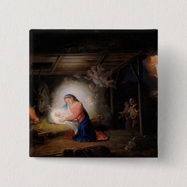 The Nativity of Christ (by Vladimir Borovikovsky) Button (Front)
