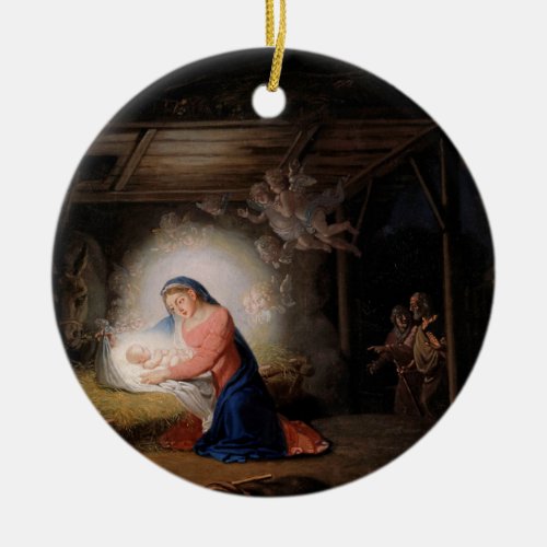 The Nativity of Christ by Vladimir Borovikovsky Ceramic Ornament