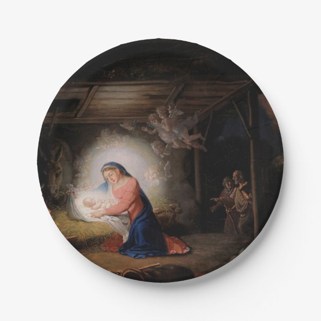 The Nativity of Christ (by Vladimir Borovikovsky) Paper Plates (Front)