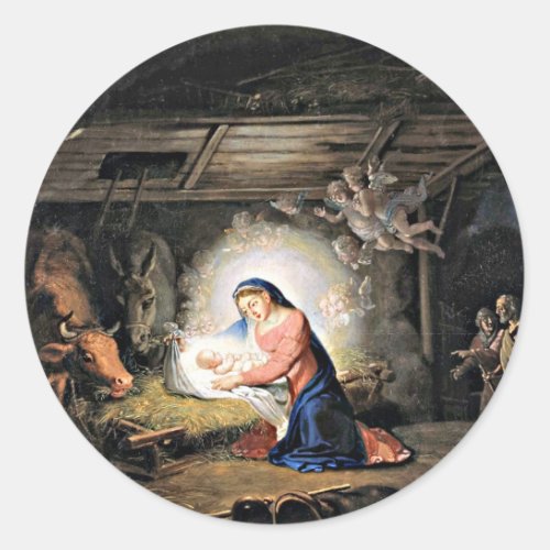 The Nativity of Christ _ Vladimir Borovikovsky Classic Round Sticker