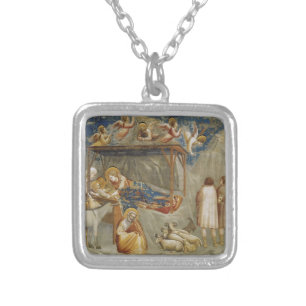 The Nativity of Jesus Christ by Giotto Silver Plated Necklace