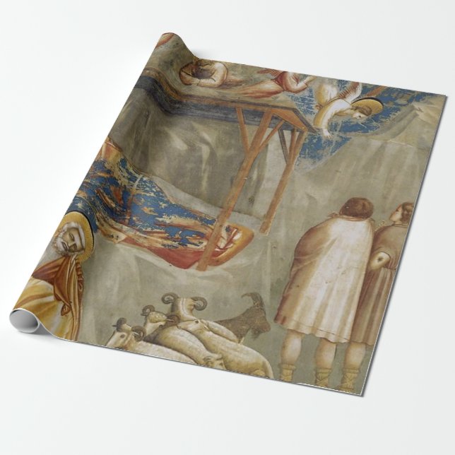 The Nativity of Jesus Christ by Giotto  Wrapping Paper (Unrolled)