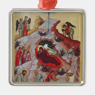 The Nativity, Russian icon, 16th century Metal Ornament