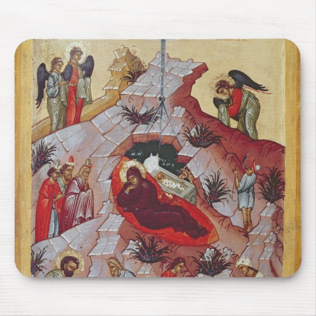 The Nativity, Russian icon, 16th century Mouse Pad (Front)
