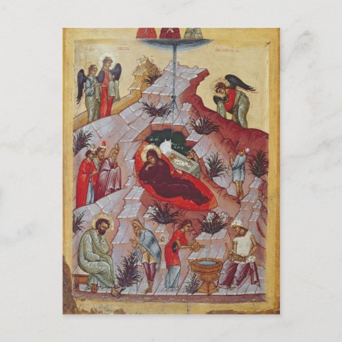 The Nativity Russian icon 16th century Postcard