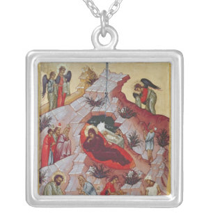 The Nativity, Russian icon, 16th century Silver Plated Necklace