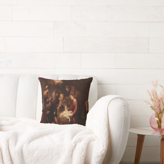 The Nativity Shepherds 1668 Throw Pillow (Couch)