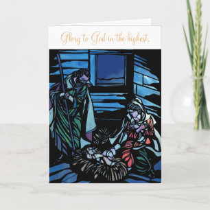 The Nativity Stained Glass Christmas Holiday Card