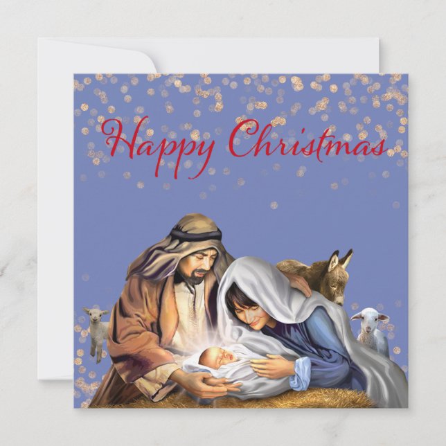 The Nativity with Mary, Joseph and Baby Jesus   Holiday Card (Front)