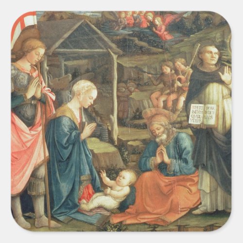 The Nativity with SS Michael and Dominic 1470 t Square Sticker