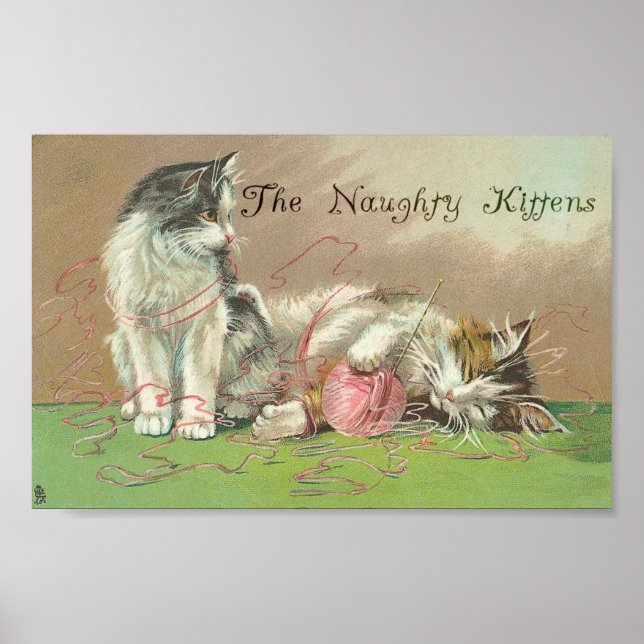 The Naughty Kittens Got into the Yarn Poster (Front)