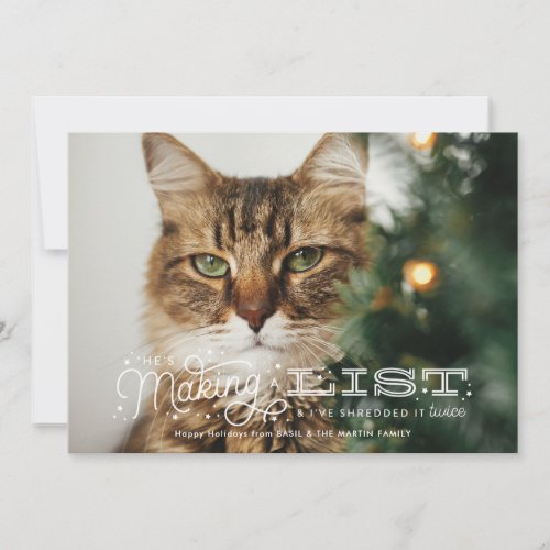 The Naughty List Funny Cat Christmas Card