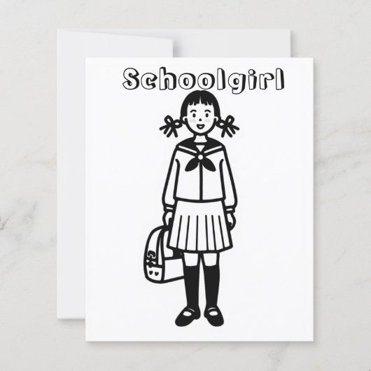 The Naughty Schoolgirl. Coloring Page (Front)