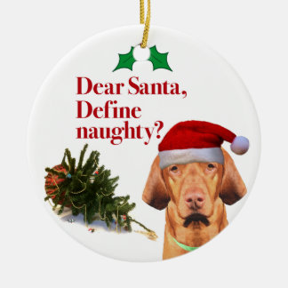 The Naughty Vizsla Christmas Circle Ornament