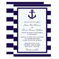 The Nautical Anchor Navy Stripe Wedding Collection Card