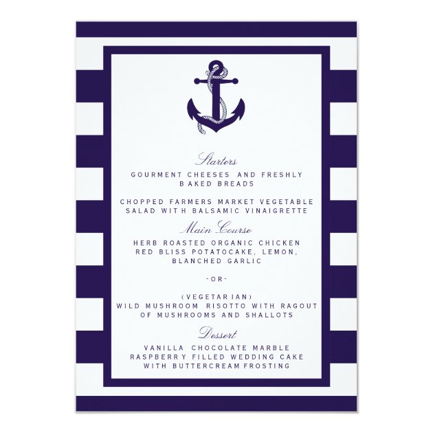 The Nautical Anchor Navy Stripe Wedding Collection Invitation