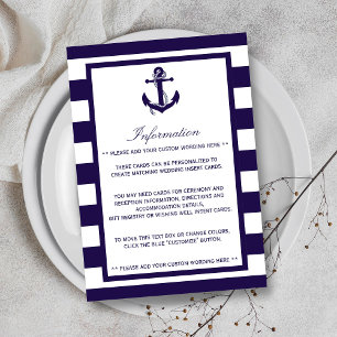 The Nautical Anchor Navy Stripe Wedding Collection Enclosure Card